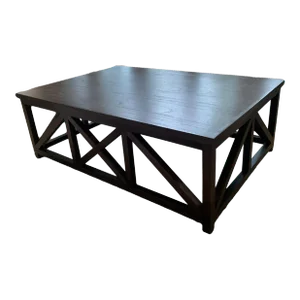 1990s Vintage Dark Stained Oversized Rectangular Coffee Table