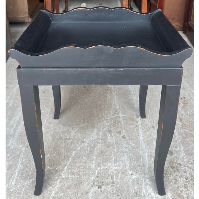 Black Louis XV Style Butlers Tray Accent Side Table Made in Italy For Sale - Image 8 of 9