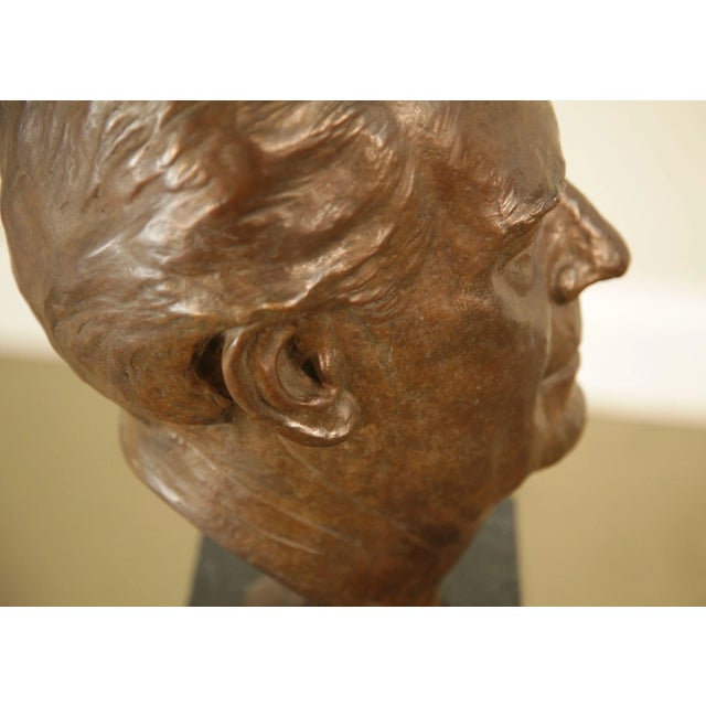 Lawrence Ludtke 1980's Bronze Male Bust Portrait For Sale - Image 12 of 13
