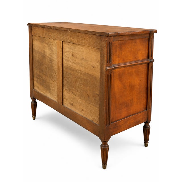 Louis XVI Light Walnut Chest of Drawers with Three Drawers and Fluted Motifs, 1930s For Sale - Image 6 of 13