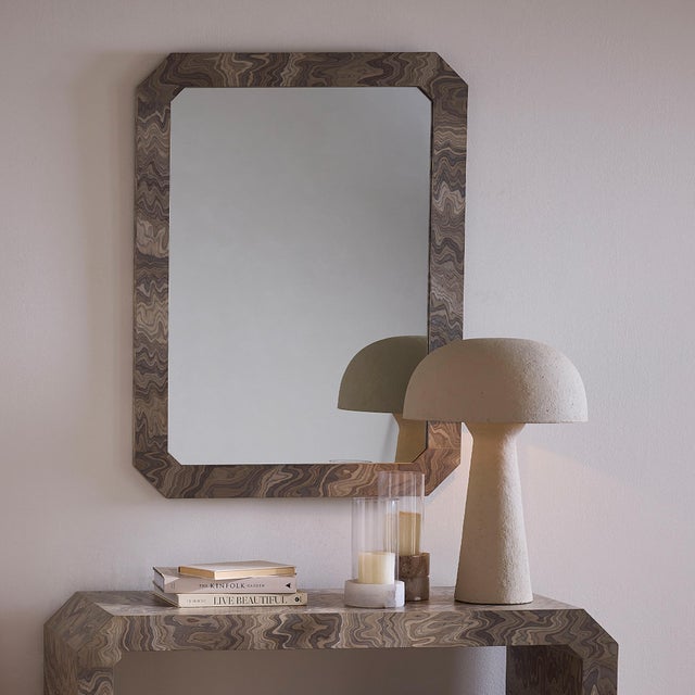 Ravine Mirror, Sand Grey Veneer Inspired by the stunning layers of strata found in natural caverns, canyons, and ravines,...
