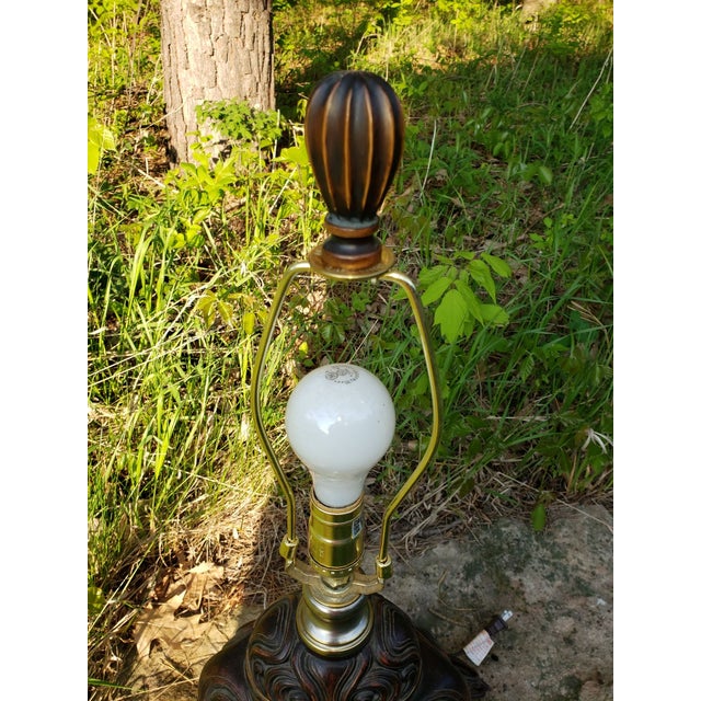 Uttermost Uttermost Lighting Table Lamp Wood Carved-Look 2004 Dark Brown For Sale - Image 4 of 8