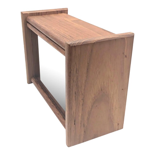 1970s Teak Wood Flip Lid Box With Glass Front For Sale