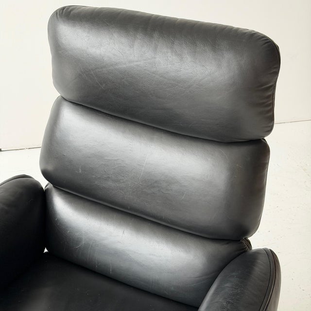 Mid-Century Modern 1980s Executive Leather Office Chair Attributed to Otto Zapf for Knoll For Sale - Image 3 of 8