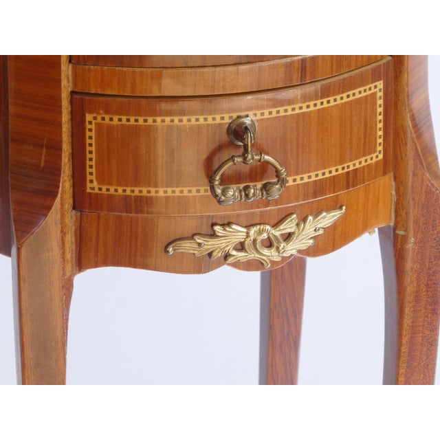 Brown French Oval Louis XV Style Side Table, 1950s For Sale - Image 8 of 9