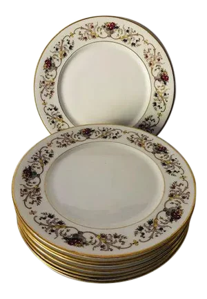 Vintage Lamberton Ivory China " Dorothea" Pattern Dinner Plates S/8