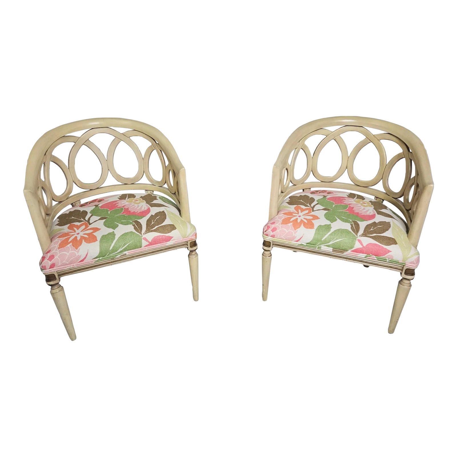 Neoclassical Style Pair of Loop Barrel Back Chairs Nina Campbell | Chairish