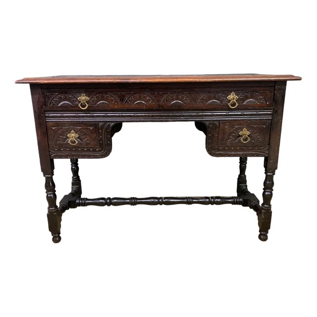 Carved Oak Side Table, 1880 For Sale