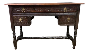 Carved Oak Side Table, 1880
