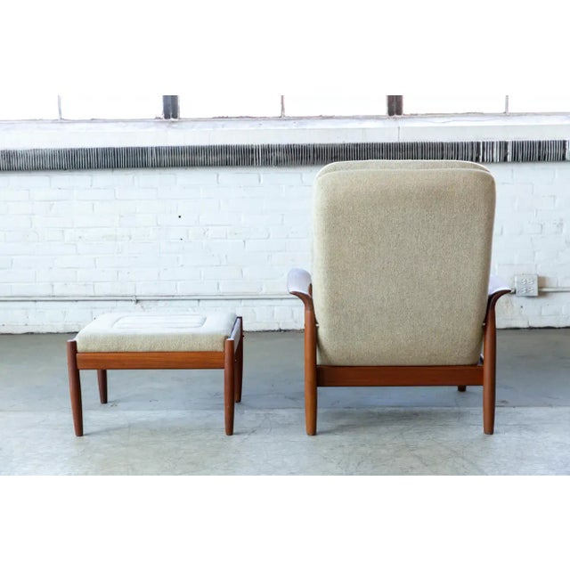 Danish Modern Teak Lounge Chair With Ottoman, Denmark, Circa 1970 For Sale - Image 11 of 12