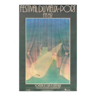 1982 Vintage Canadian Exhibition Poster, Festival Du Vieux Port (Green) - Jean-Christian Knaff For Sale