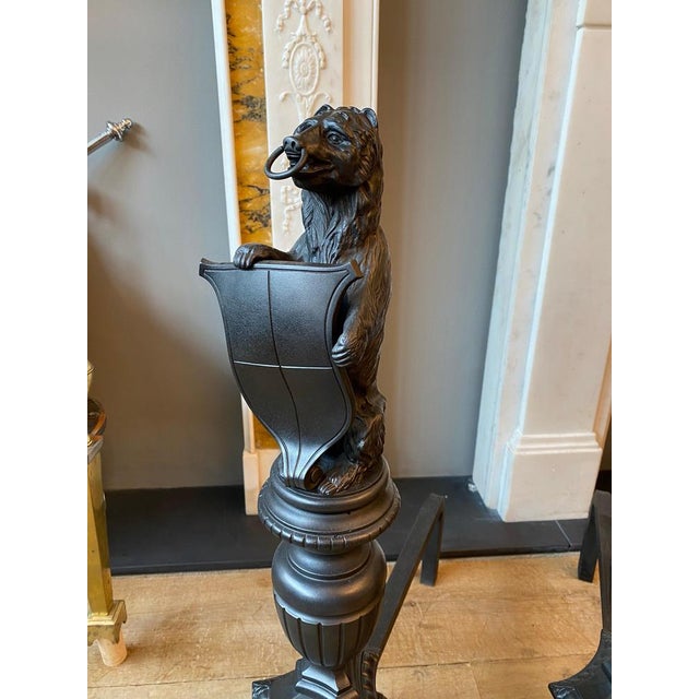 Tall Antique Fire Dogs in Cast Iron, 1890, Set of 2 For Sale - Image 3 of 16