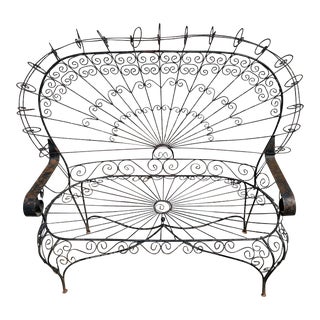 Vintage Salterini Wrought Iron Peacock Settee Loveseat For Sale