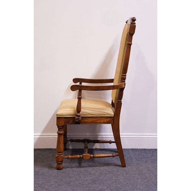 Wood High End Vintage Solid Oak Rustic European Dining Arm Chair For Sale - Image 7 of 8