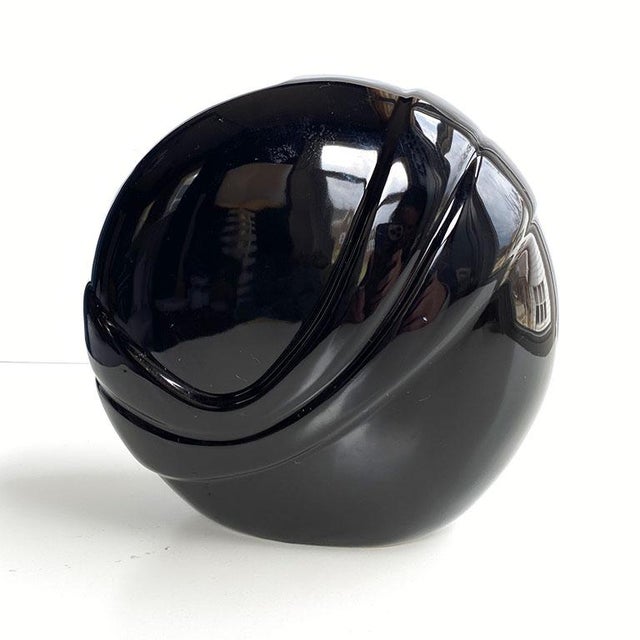 1980s Round Ceramic Memphis Style Black 1980s Flower Vase For Sale - Image 5 of 5