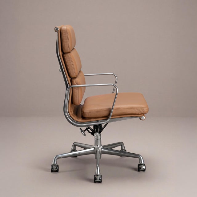 Mid-Century Modern Eames Soft Pad Executive Chairs in Butterscotch Leather by Herman Miller For Sale - Image 3 of 13