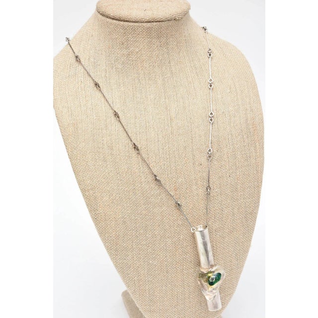 Silver Vintage Bjorn Weckstrom for Lapponia Sculptural Sterling Silver & Resin Necklace For Sale - Image 8 of 10