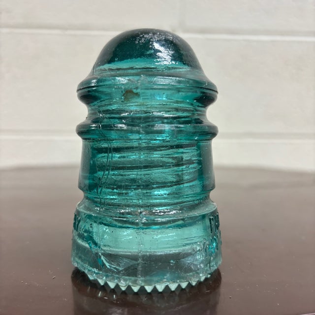 Early 20th Century Antique Hemingray 12 Teal Glass Insulator For Sale - Image 5 of 6