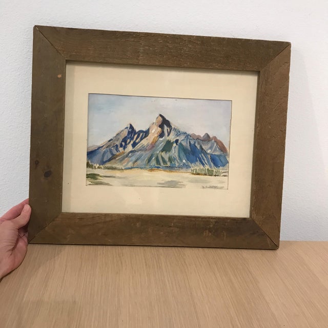 Bring a quiet sense of place to your home with this vintage original mountain landscape watercolor, signed M. Sullivan in...