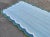 Textile Not Yet Made - Made To Order Handmade Cotton Vegetable Dyed Scalloped Edge Rug Sky Blue With Cream Blue and Forest Green Border - 10x14 For Sale - Image 7 of 10