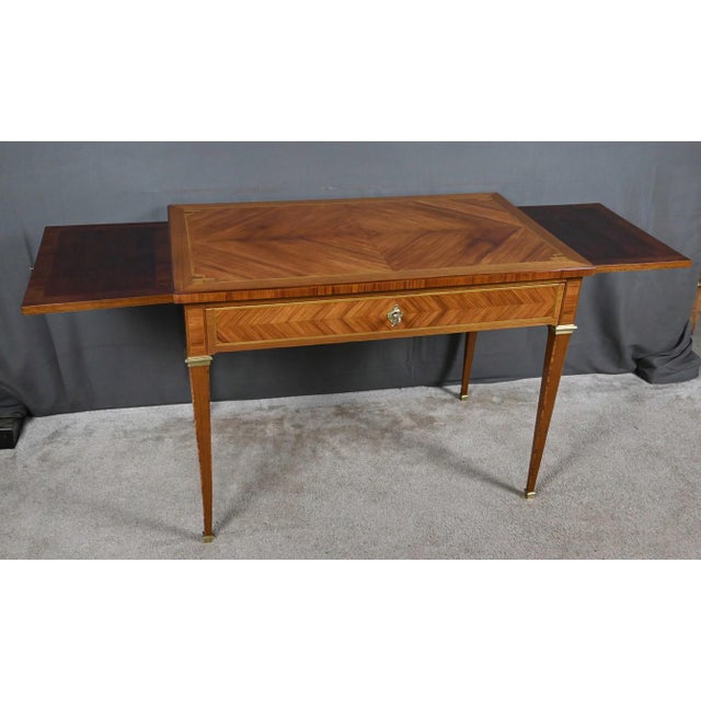 Small Early 20th Century Louis XVI Marquetry Writing Table, 1890s For Sale - Image 3 of 18