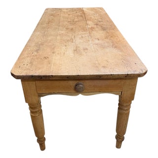 Antique Pine Farm Table With Drawer at Each End. Great Patina For Sale