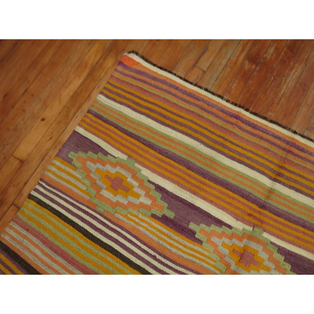 Mid 20th Century Zabihi Collection Vintage Turkish Square Kilim - 5' x 5'3" For Sale - Image 5 of 6