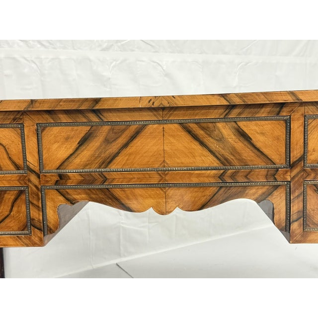 Antique Italian Louis XVI Walnut Bronze Leather Partner’s Writing Desk For Sale - Image 12 of 18