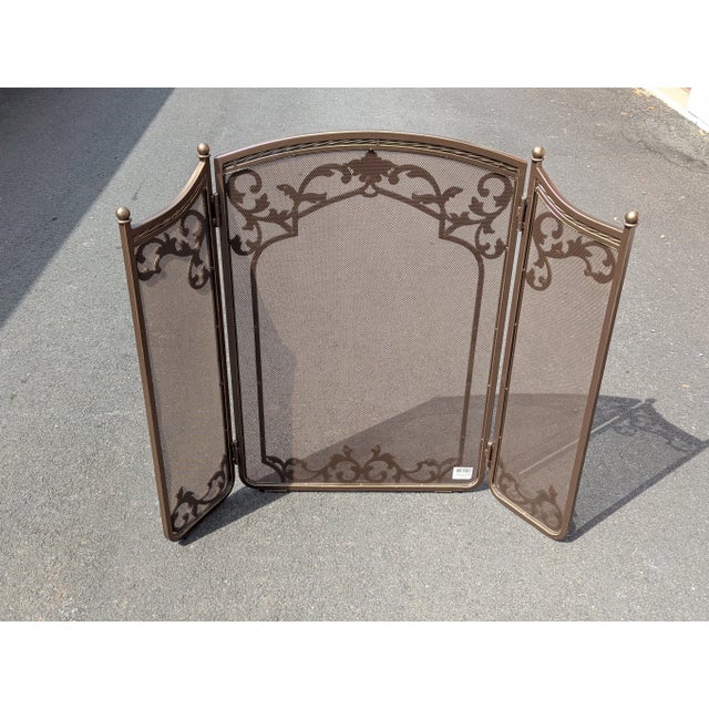 Vintage French Rococo Louis XV Gilt Metal Tri-Fold Fireplace Screen For Sale In Washington DC - Image 6 of 8