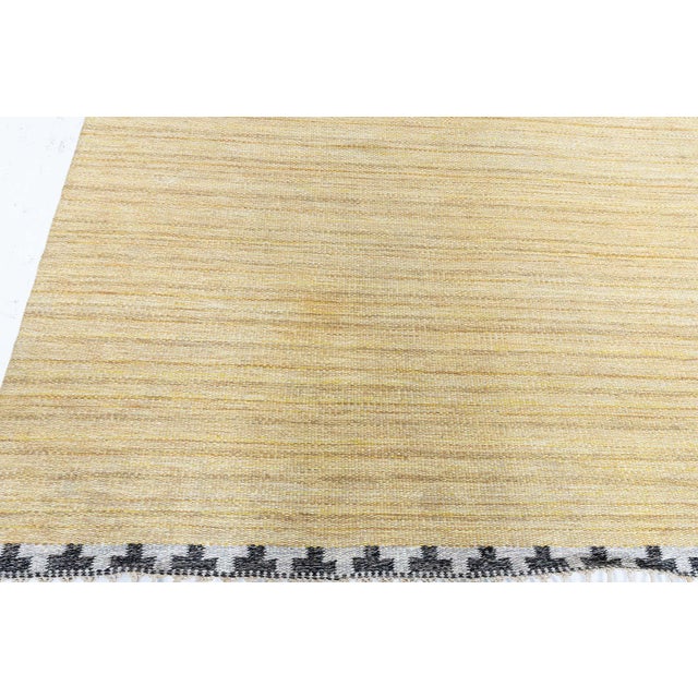 Doris Leslie Blau Mid-Century Scandinavian Abstract Warm Tan Flatweave Wool Rug For Sale In New York - Image 6 of 9