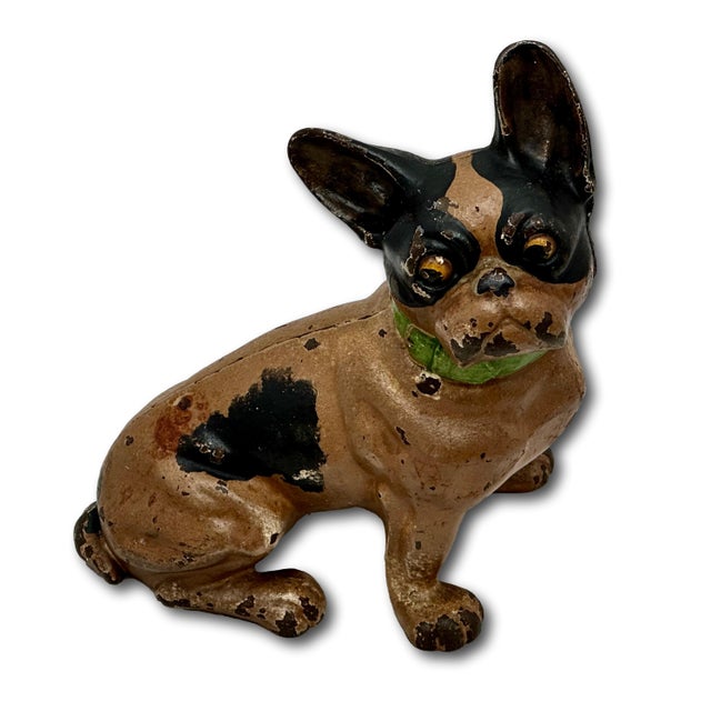 This really is a Great Looking Vintage Cast Iron Figurative French Bulldog - Dog Doorstop. Circa 1930s. It was Made by The...