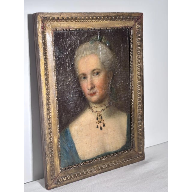 German School Artist, Portrait of a Woman Adorned with Jewelry, 18th Century, Oil Painting on Panel, Framed For Sale - Image 12 of 12