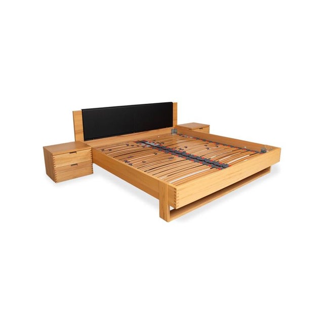 Modern Flavo Bed with Bedside Tables in Brown and Black Wood from Hülsta For Sale - Image 3 of 16