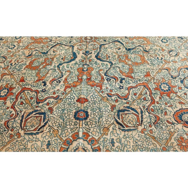 Persian Authentic 19th Century Persian Tabriz Handmade Wool Rug For Sale - Image 3 of 7