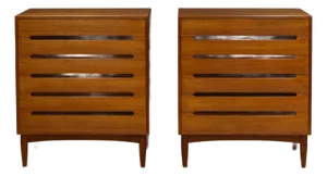 Mid-Century e.w. Bach Tall Teak Dressers With Sculpted Handles c.1950