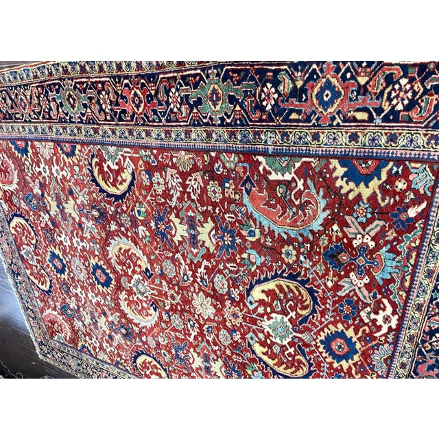 Early 20th Century Early 20th Century Antique Heriz, Serapi Oriental Carpet ,8'3" X 10'11" . #17415 Most Decorative For Sale - Image 5 of 12