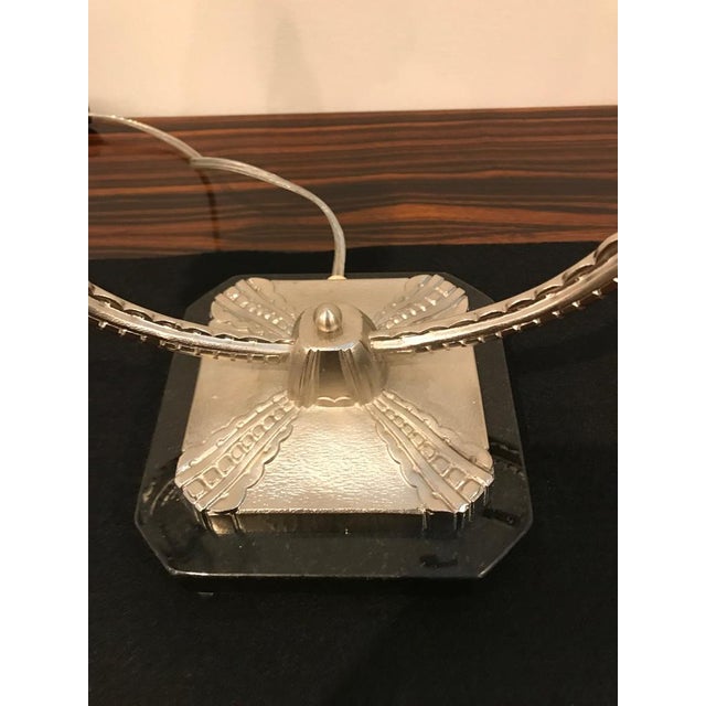 Black French Art Deco "Waterfall" Table Lamps Signed by Sabino - a Pair For Sale - Image 8 of 11