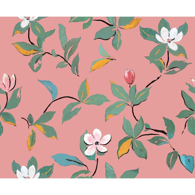 Magnolias Wallpaper by Paule Marrot in Pink For Sale