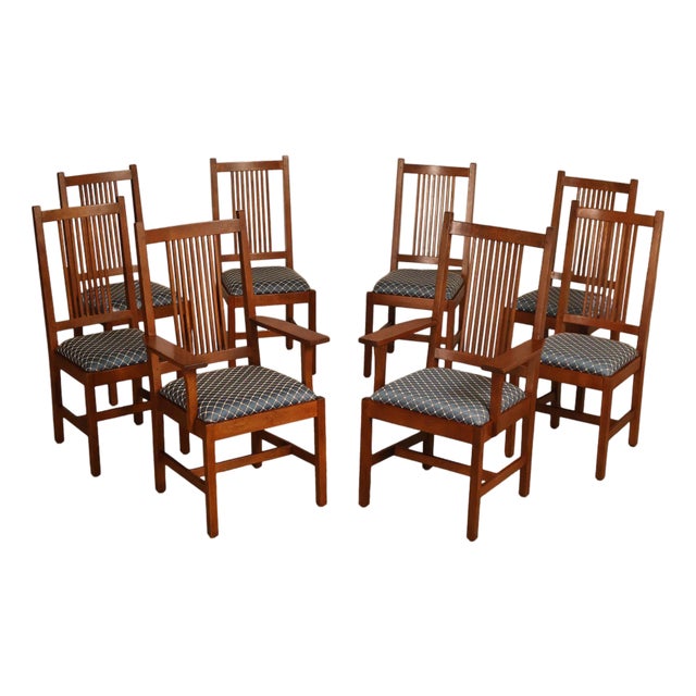 Stickley Mission Collection Set Of Eight Dining Chairs For Sale