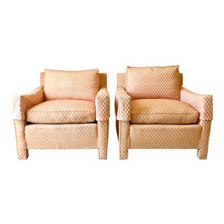 Mid-Century Down Upholstered Armchairs- A Pair For Sale