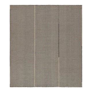 Rug & Kilim’s Contemporary Kilim in Beige and Gray Stripes For Sale
