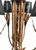 Vintage Currey & Company Style Large Faux Bamboo Bronze Black Palm Leaf Regency Iron 6 Light Chandelier Light Fixture For Sale In West Palm - Image 6 of 8