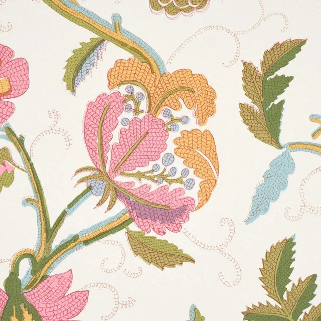 Contemporary Sample - Schumacher Indali Wallpaper in Pink & Leaf For Sale - Image 3 of 5