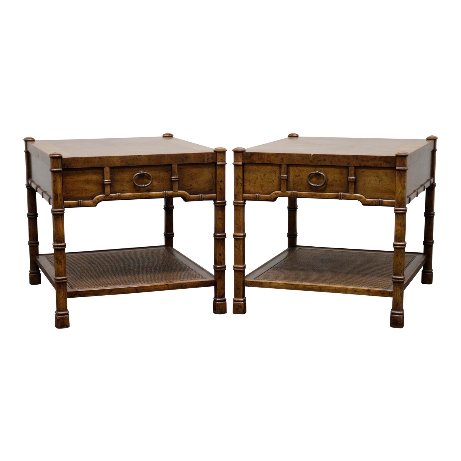 Drexel Heritage Asian Inspired Faux Bamboo End Tables Pair Chairish