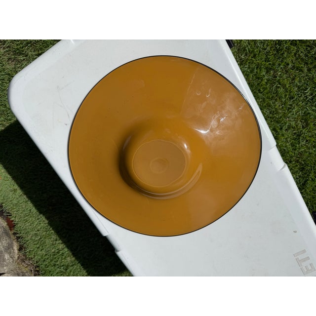 Vintage Handcrafted Art Glass Charger Bowl in Blue, Teal & Amber Swirl Glaze For Sale - Image 10 of 11