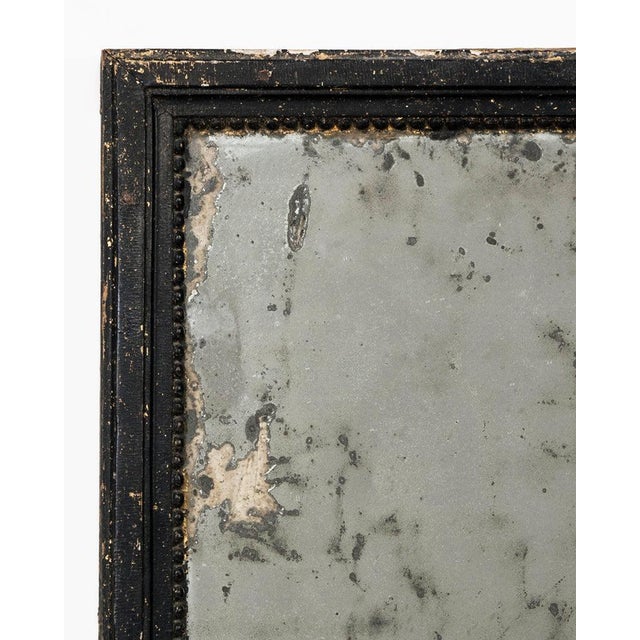Late Antique 19th Century French Mirror with Black Painted Frame, 1890s For Sale - Image 4 of 10