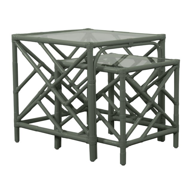 David Francis Chippendale Nesting Tables - Evergreen For Sale - Image 4 of 6
