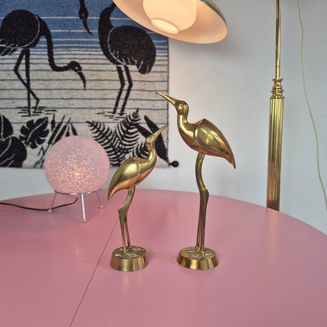Mid-Century Brass Heron Sculpture, Denmark, 1960s, Set of 2 For Sale - Image 6 of 6
