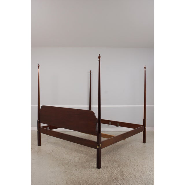 1980s Councill Craftsmen King Size Mahogany Pencil Point Bed For Sale - Image 5 of 16