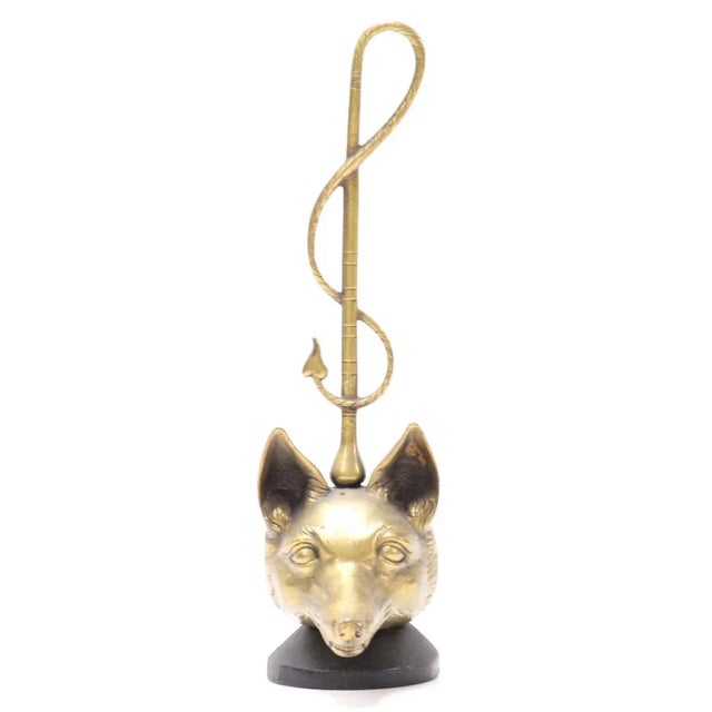 English Brass and Iron Fox Head Door Stop by Peerage, 1920s For Sale - Image 3 of 11